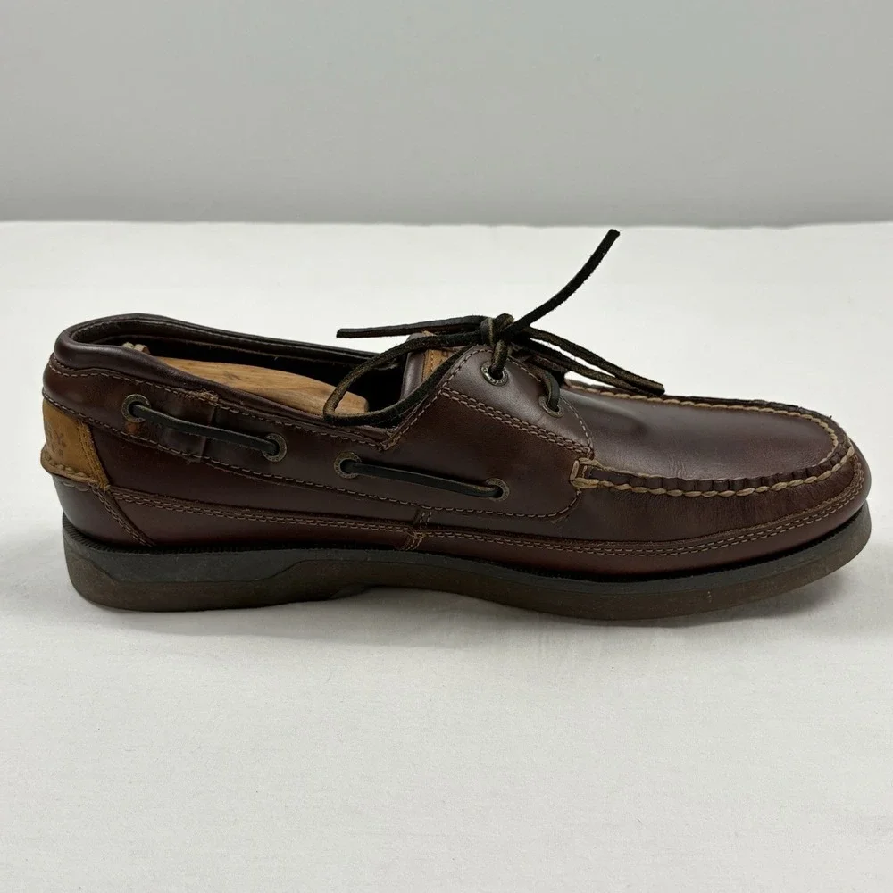 Sperry Top Sider Mako Collection Brown Leather Boat Shoes Moc Round Toe 9.5M EUC